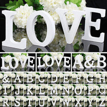 Load image into Gallery viewer, 1pc White Wooden Letters English Alphabet Word Personalized Name Design Art Craft Free Standing Heart Shape Wedding Home Decor