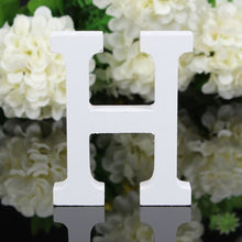 Load image into Gallery viewer, 1pc White Wooden Letters English Alphabet Word Personalized Name Design Art Craft Free Standing Heart Shape Wedding Home Decor