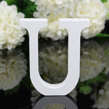 Load image into Gallery viewer, 1pc White Wooden Letters English Alphabet Word Personalized Name Design Art Craft Free Standing Heart Shape Wedding Home Decor