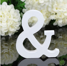 Load image into Gallery viewer, 1pc White Wooden Letters English Alphabet Word Personalized Name Design Art Craft Free Standing Heart Shape Wedding Home Decor